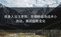 很多人没注意到：世俱杯临场战术小改动，赛前指数变化