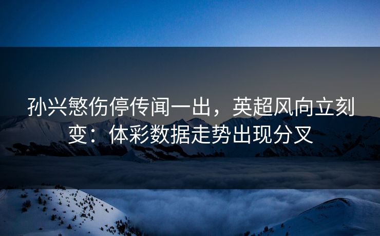 孙兴慜伤停传闻一出，英超风向立刻变：体彩数据走势出现分叉  第1张