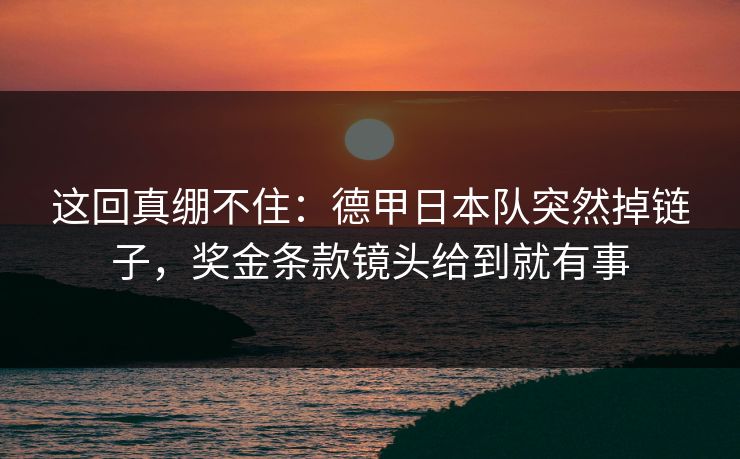 这回真绷不住：德甲日本队突然掉链子，奖金条款镜头给到就有事  第1张