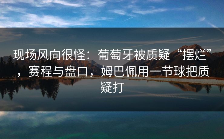 现场风向很怪：葡萄牙被质疑“摆烂”，赛程与盘口，姆巴佩用一节球把质疑打  第1张