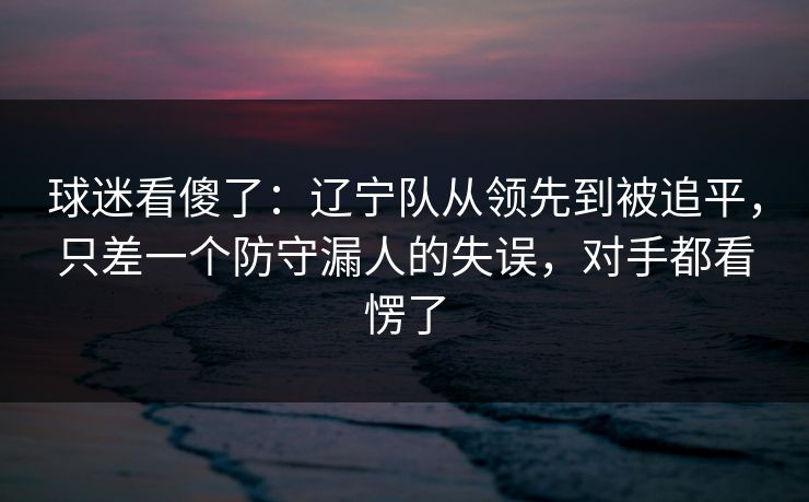 球迷看傻了：辽宁队从领先到被追平，只差一个防守漏人的失误，对手都看愣了  第1张