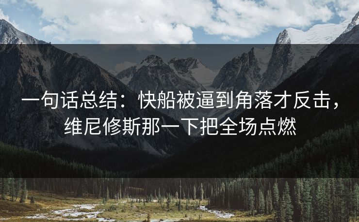 一句话总结：快船被逼到角落才反击，维尼修斯那一下把全场点燃  第1张
